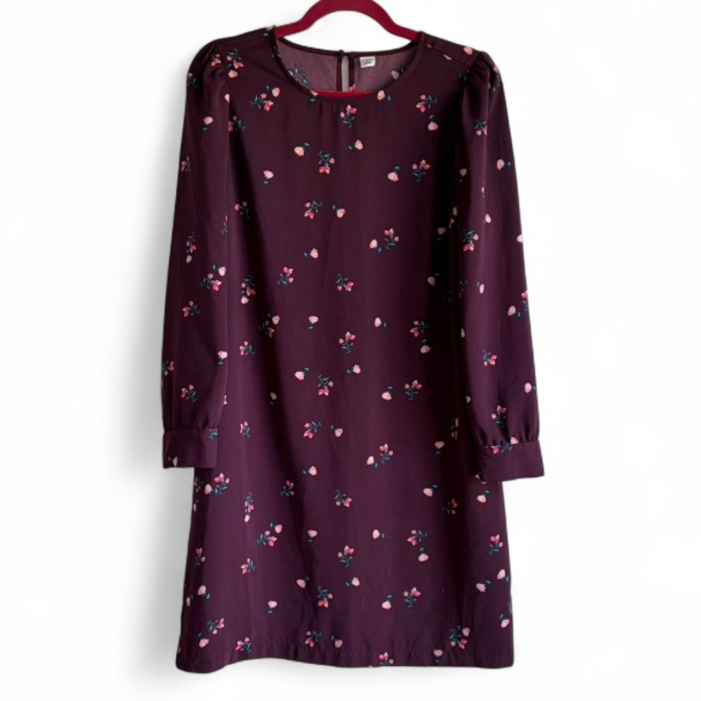 Old Navy Burgundy Floral Long Sleeve Sheath Dress Size M